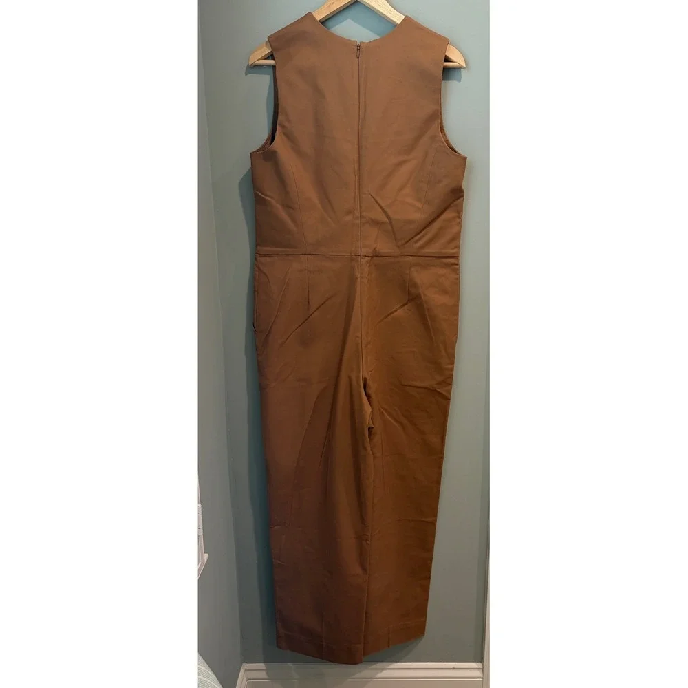Everlane Italian GoWeave V-Neck Sleeveless Jumpsuit‎ Brown Size 8 NWT